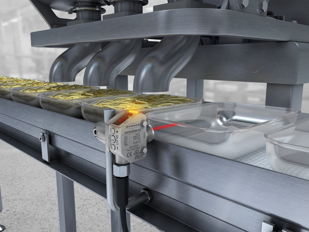 Détection de barquettes en plastique transparent lors du remplissage